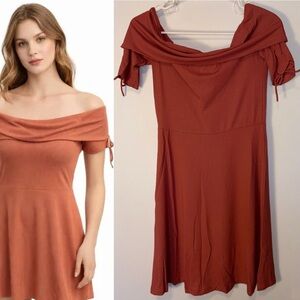 NWT Hayden Los Angeles Rose Pink Off-Shoulder Short Sleeve Swing Dress